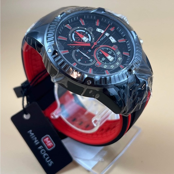 MINI FOCUS Men Watch, Chronograph Waterproof Sport Analog Quartz Watches Silicon - Picture 4 of 6